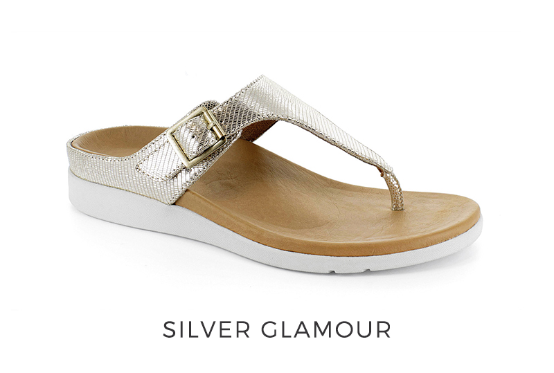 Antibe silver glamour orthotic sandal