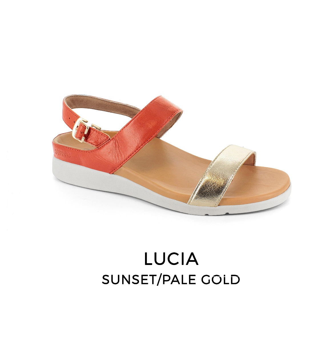 Strive Lucia Sunset Pale Gold orthotic sandals