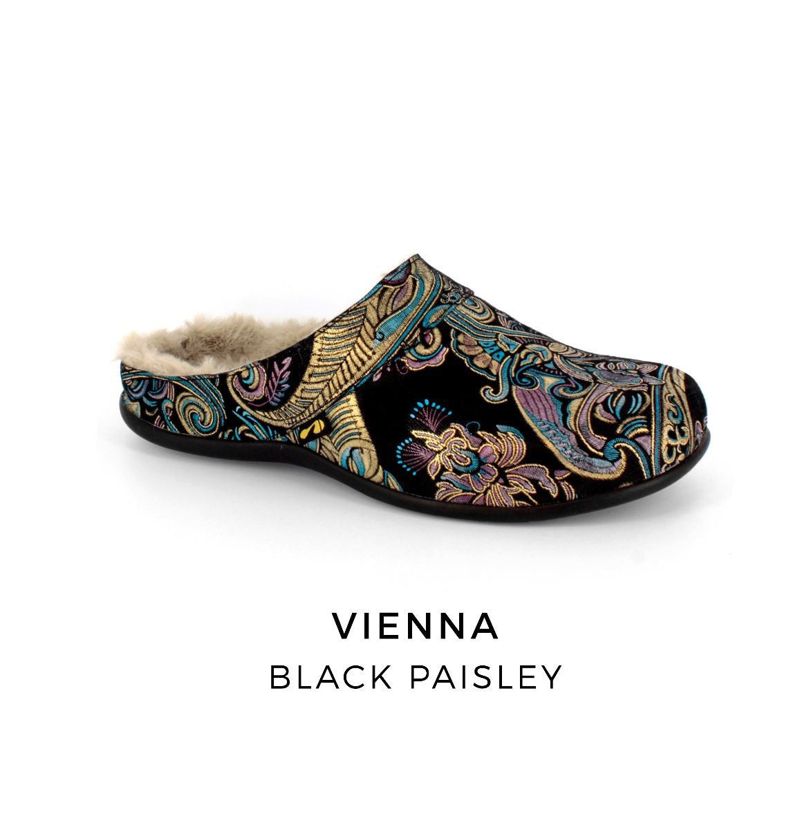 Vienna Paisley orthotic slippers with arch support